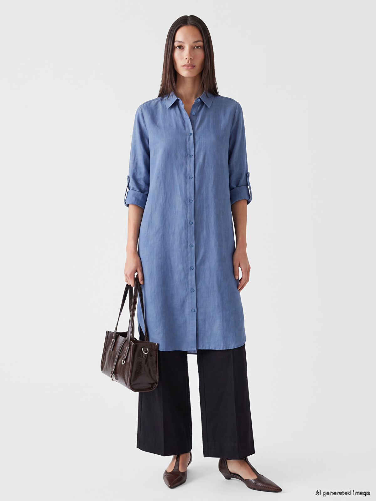 LCW EVERYDAY Oversize %100 Linen Women's Shirt Tunic