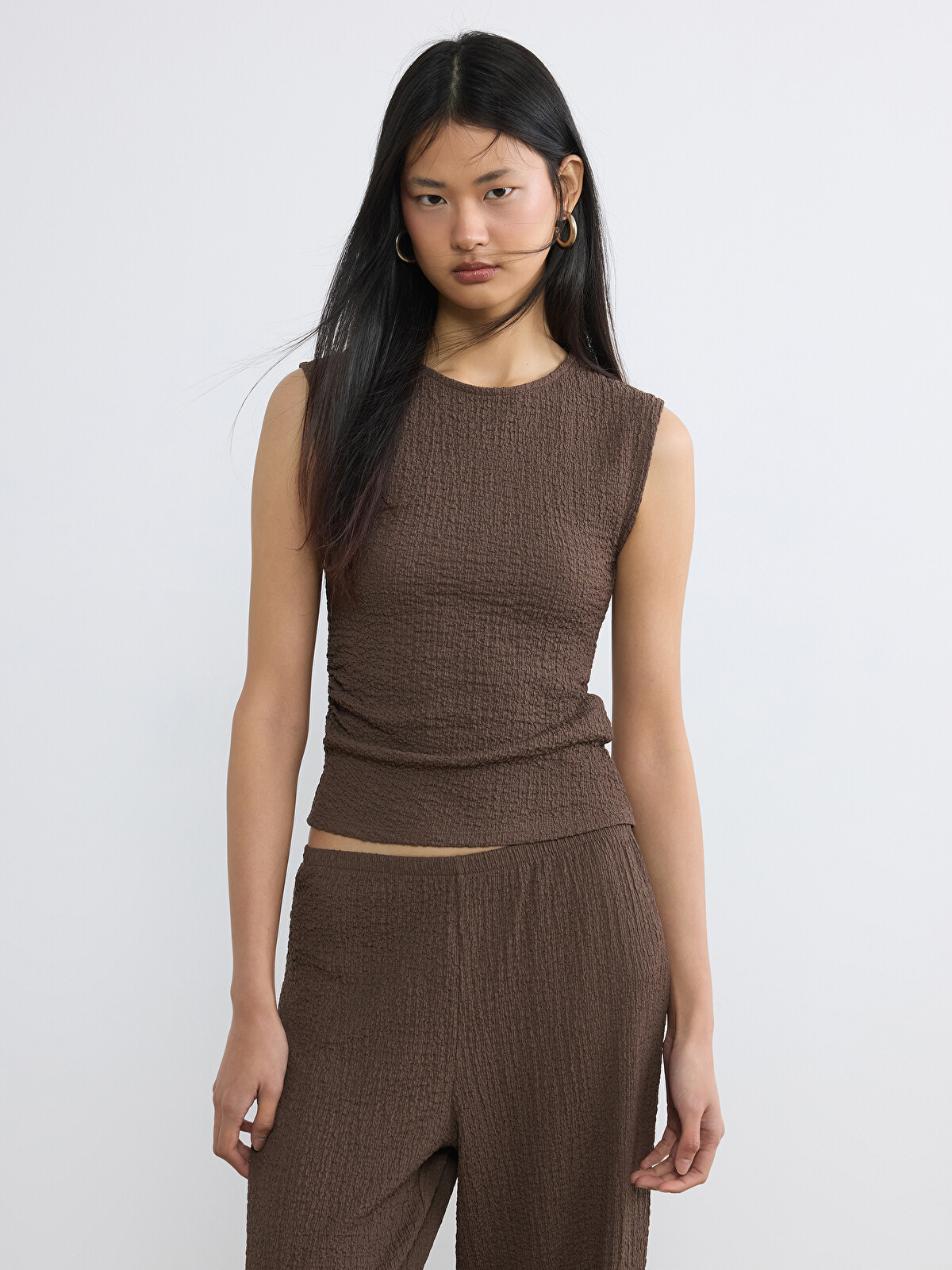 LCW Vision Crew Neck Textured Women's Tank Top - S6M345Z8-HDB | LC