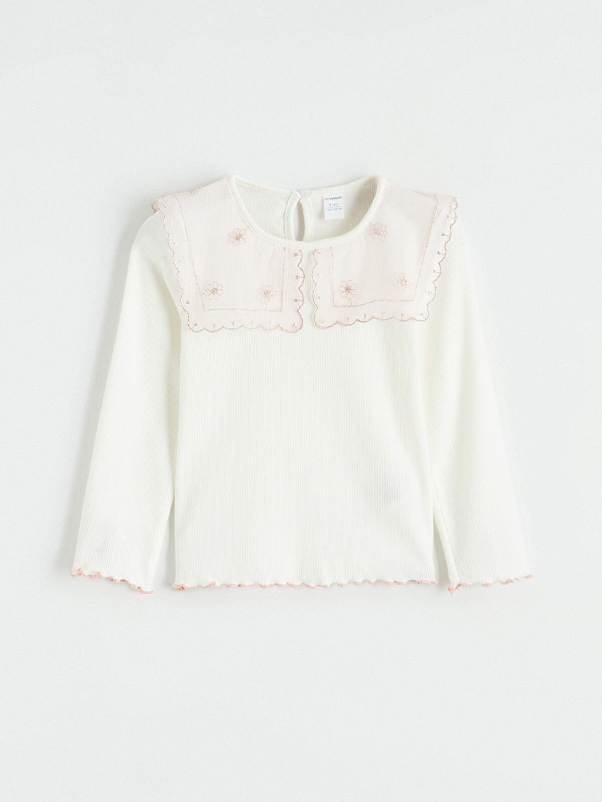 LCW Kids Ekru Bebe Yaka Nakışlı Kız Çocuk Bluz - S6M561Z1-FES | LCW