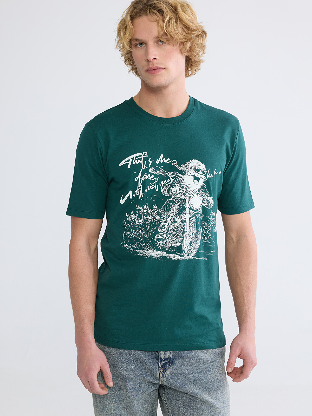 XSIDE Crew Neck Printed Men's T-Shirt - S6MA47Z8-YED | LC Waikiki