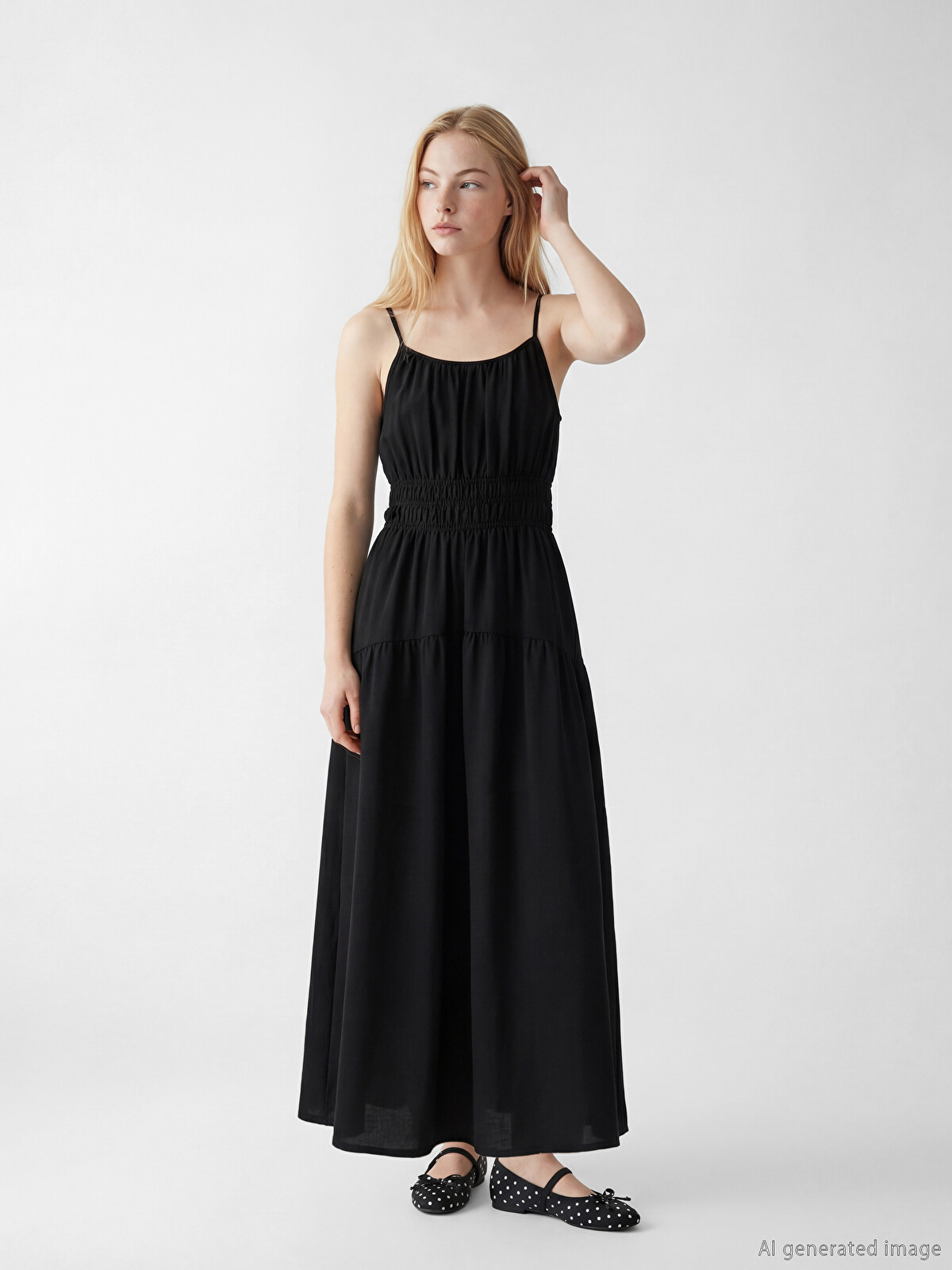 XSIDE Strappy Fitted Waist Linen Blend Dress - S6MD07Z8-CVL | LC