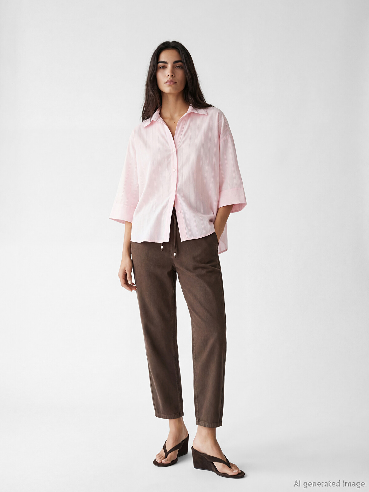 LCW Vision Embroidered Detailed Oversize Women's Shirt - S6ME85Z8