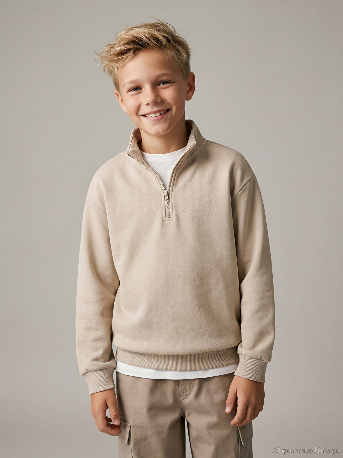 LCW Kids Boys' High Neck Half-zip Sweatshirt - S6MG11Z4-4WK | LC