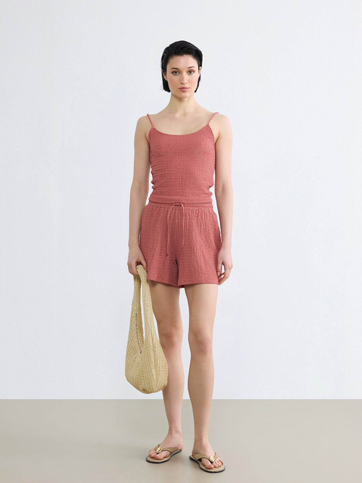 LCW Vision Elastic Waist Textured Women's Shorts - S6MJ74Z8-1SQ