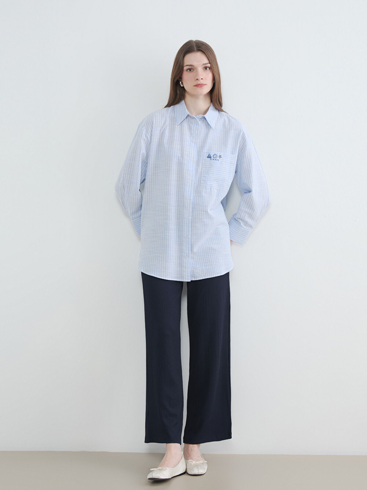 LCW Modest Beli Lastikli Dokulu Kadın Pantolon