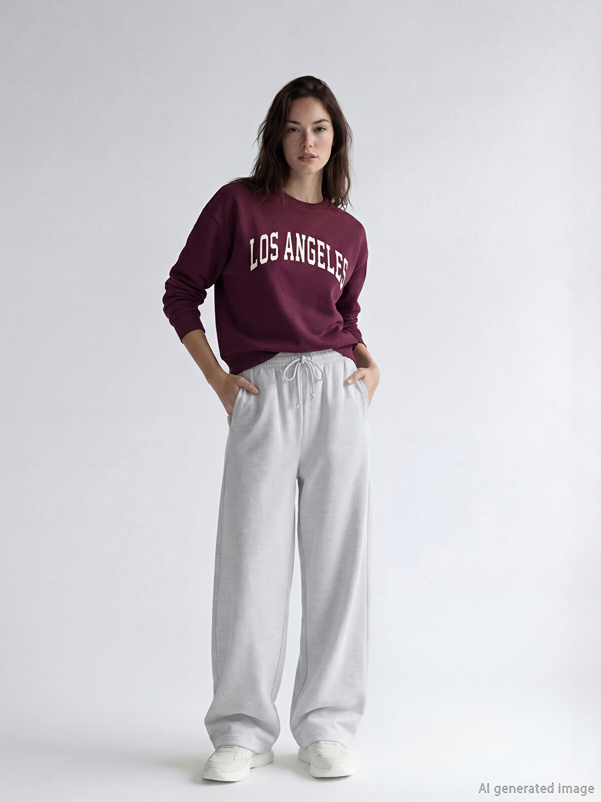 XSIDE Pantaloni de trening groși pentru femei cu talie elastică