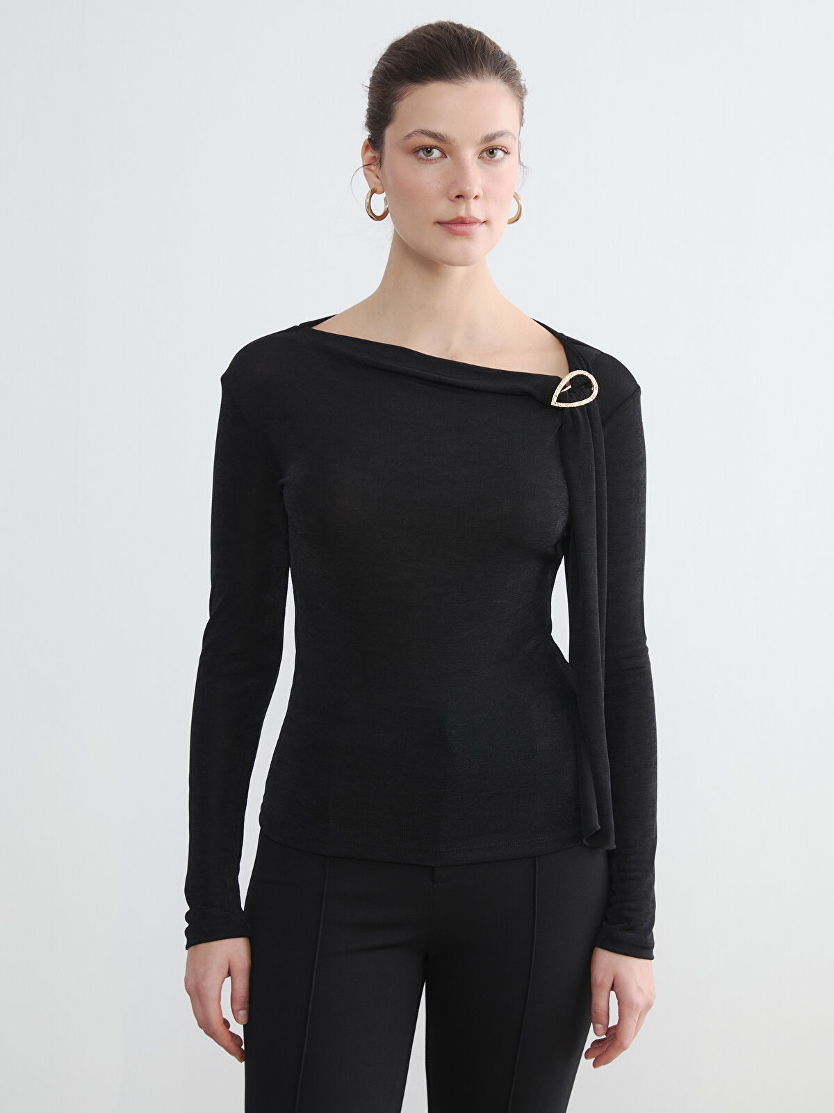 LCWAIKIKI Classic Kayık Yaka Büzgülü Kadın Body