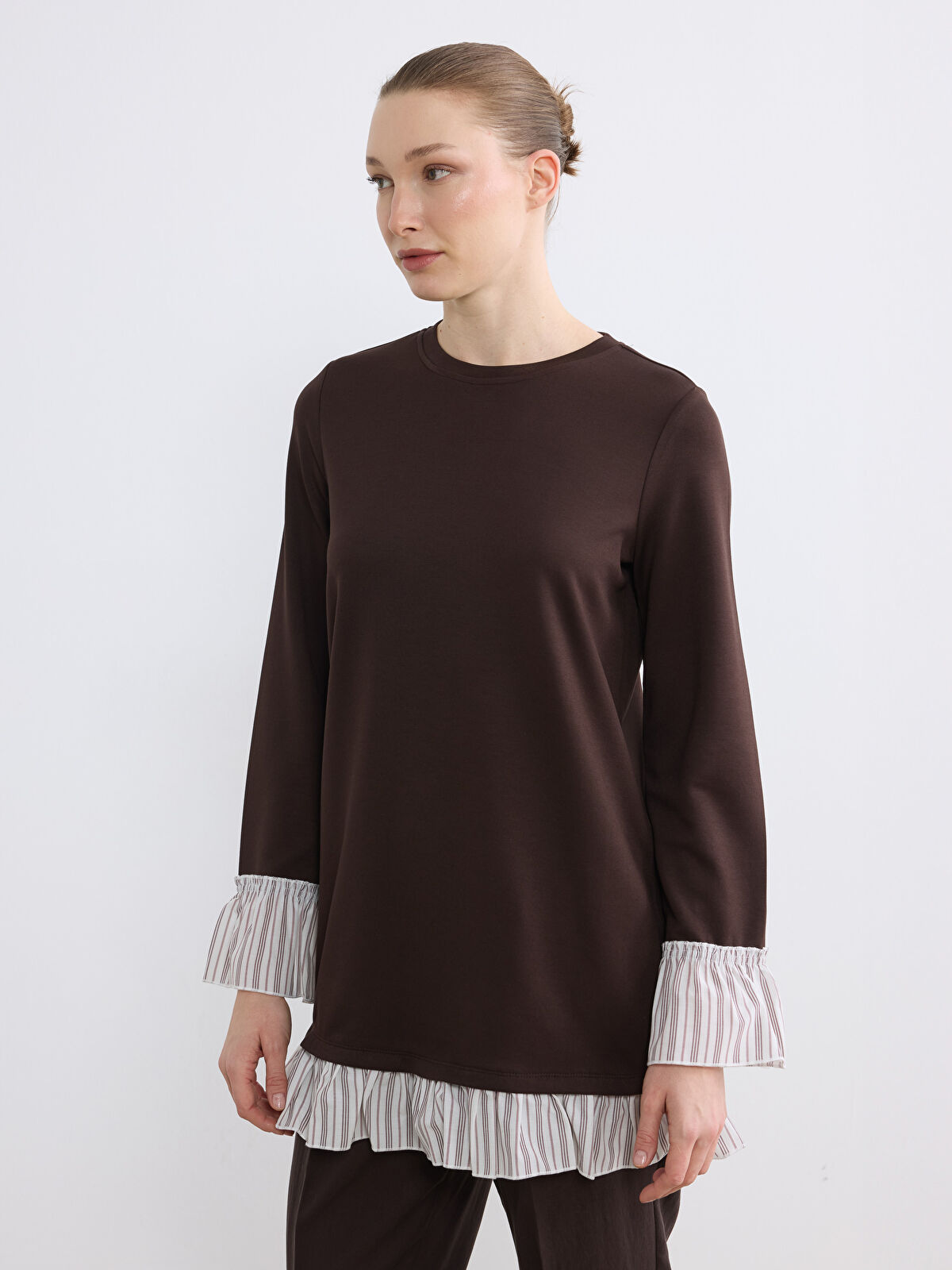 LCWAIKIKI Classic Bisiklet Yaka Soft Touch Kadın Tunik