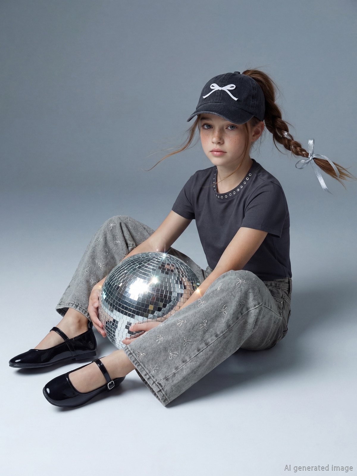 LCW Kids Wide Leg Rhinestone Embellished Girls' Jeans - S6MP14Z4