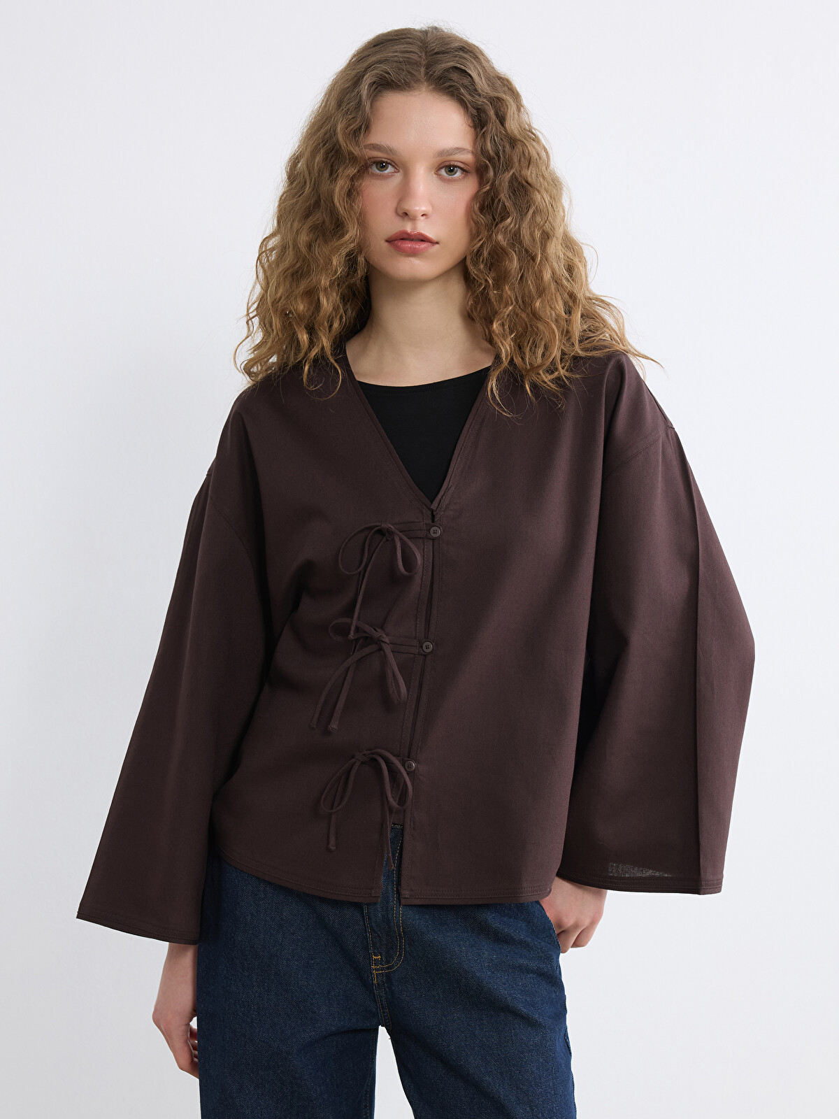 kimuさん LCW Modest Bağcıklı Keten Karışımlı Oversize Kadın Kimono