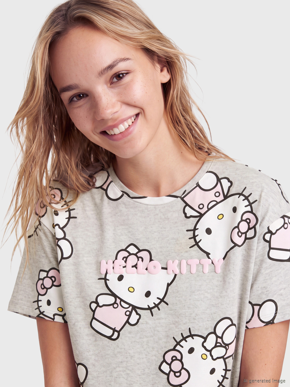LCW Young Hello Kitty Printed 100% Cotton Women's Nightdress