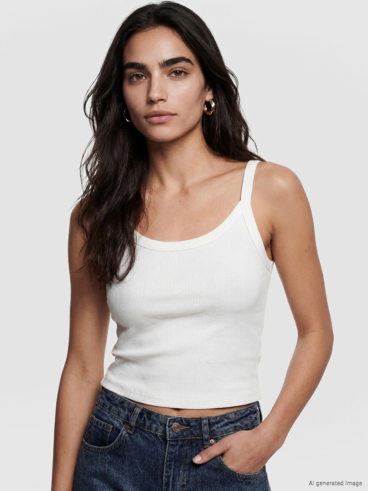 LCW Vision U Neck Strappy Women's Tank Top - S6N266Z8-Q6K | LC Waikiki