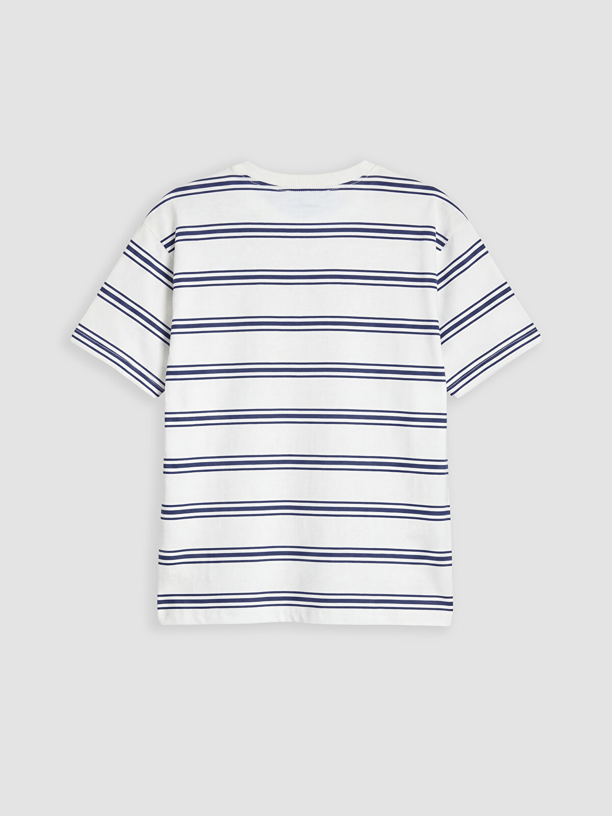 LCW Kids İndigo Bisiklet Yaka Çizgili Erkek Çocuk Tişört