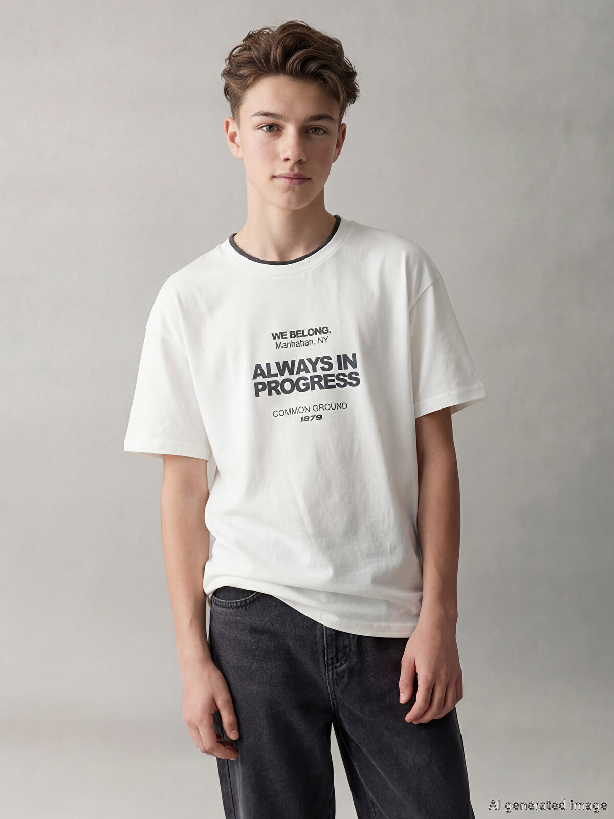 LCW Kids Loose Fit Manhattan Printed Boys' T-Shirt - S6N962Z4-R9J