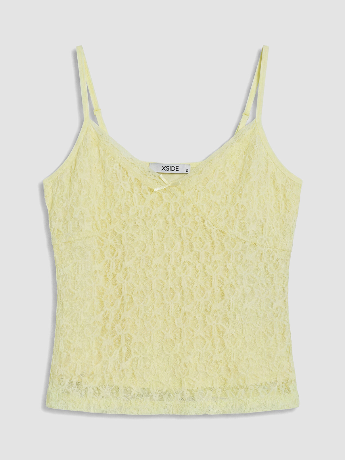 XSIDE V Yaka Dantelli İp Askılı Crop Bluz - S6ND70Z8-2RF | LC Waikiki