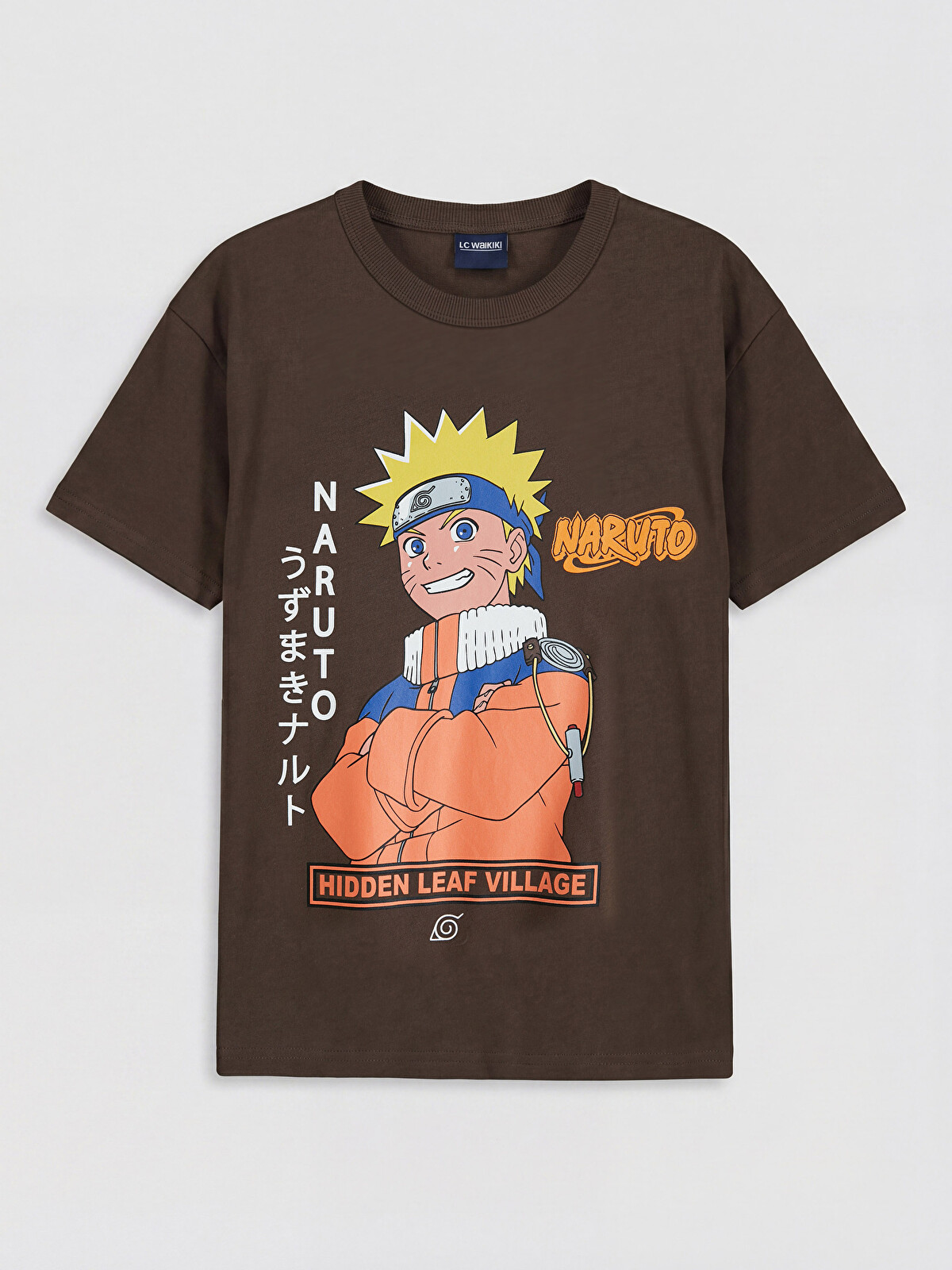 LCW Kids Kahverengi Bisiklet Yaka Naruto Baskılı Erkek Çocuk