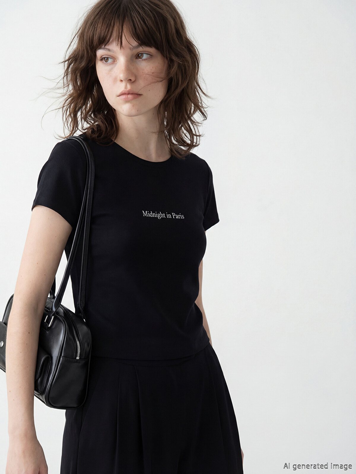 Answer4 限定Tシャツ レディースXS 黒 XSIDE Crew Neck Printed Women's T-Shirt - S6NG51Z8-CVL | LC Waikiki