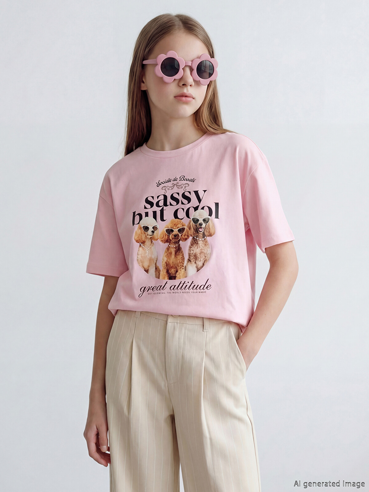 LCW Kids Crew Neck Printed Girls' T-Shirt - S6NH08Z4-QXC | LC Waikiki