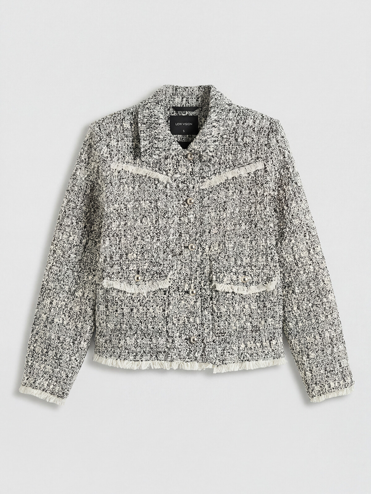 LCW Vision Collared Neck Women's Tweed Jacket - S6NH89Z8-R9J | LC