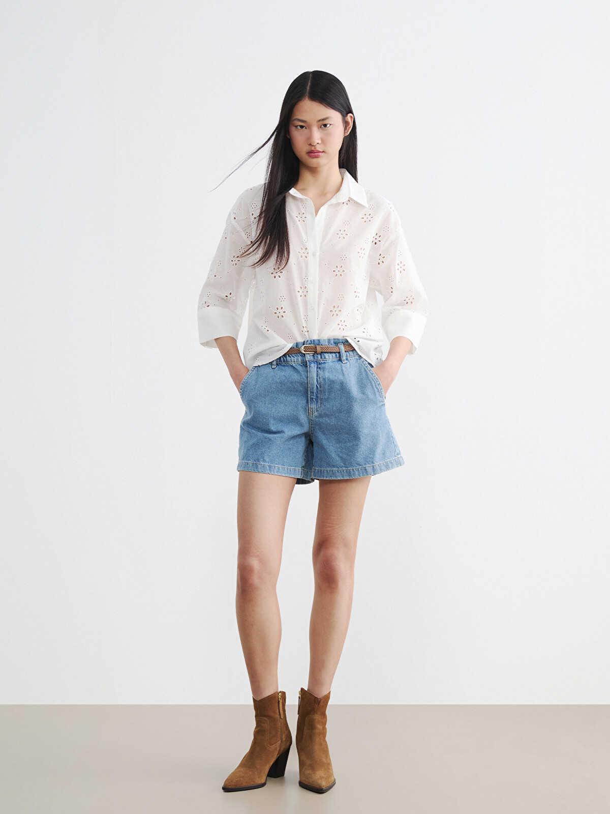 LCW Jeans Жіночі Джинсові Шорти З Ременем - S6NH98Z8-311 | LC Waikiki