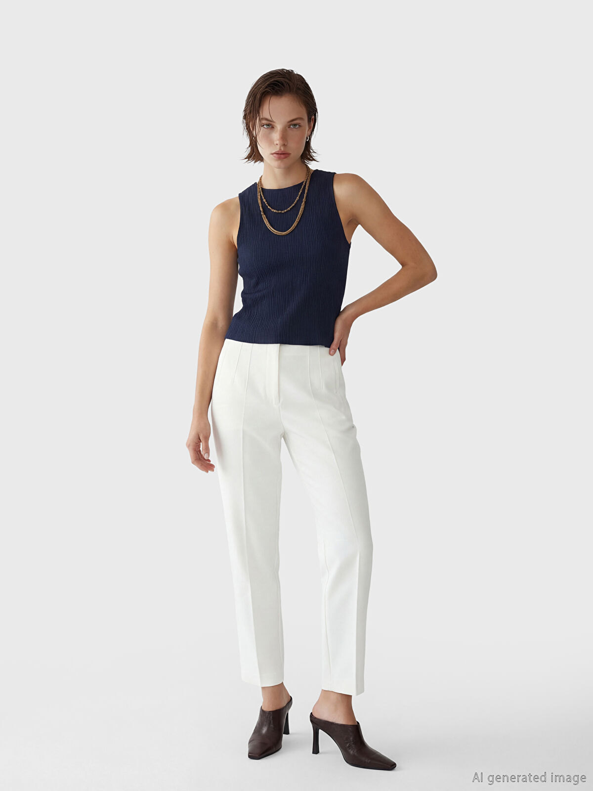 LCW ECO Yüksek Bel Dar Fit Kadın Gabardin Pantolon