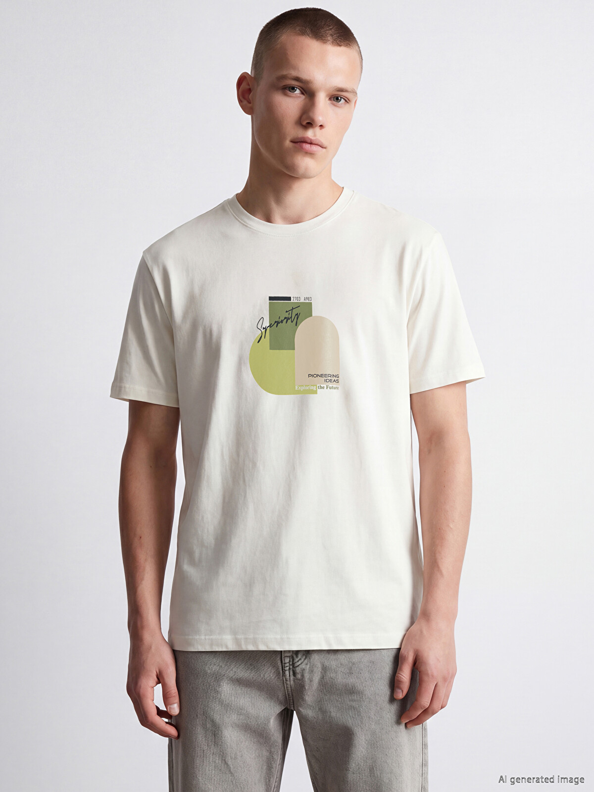XSIDE Crew Neck Printed Men's T-shirt - S6NO63Z8-EEW | LC Waikiki