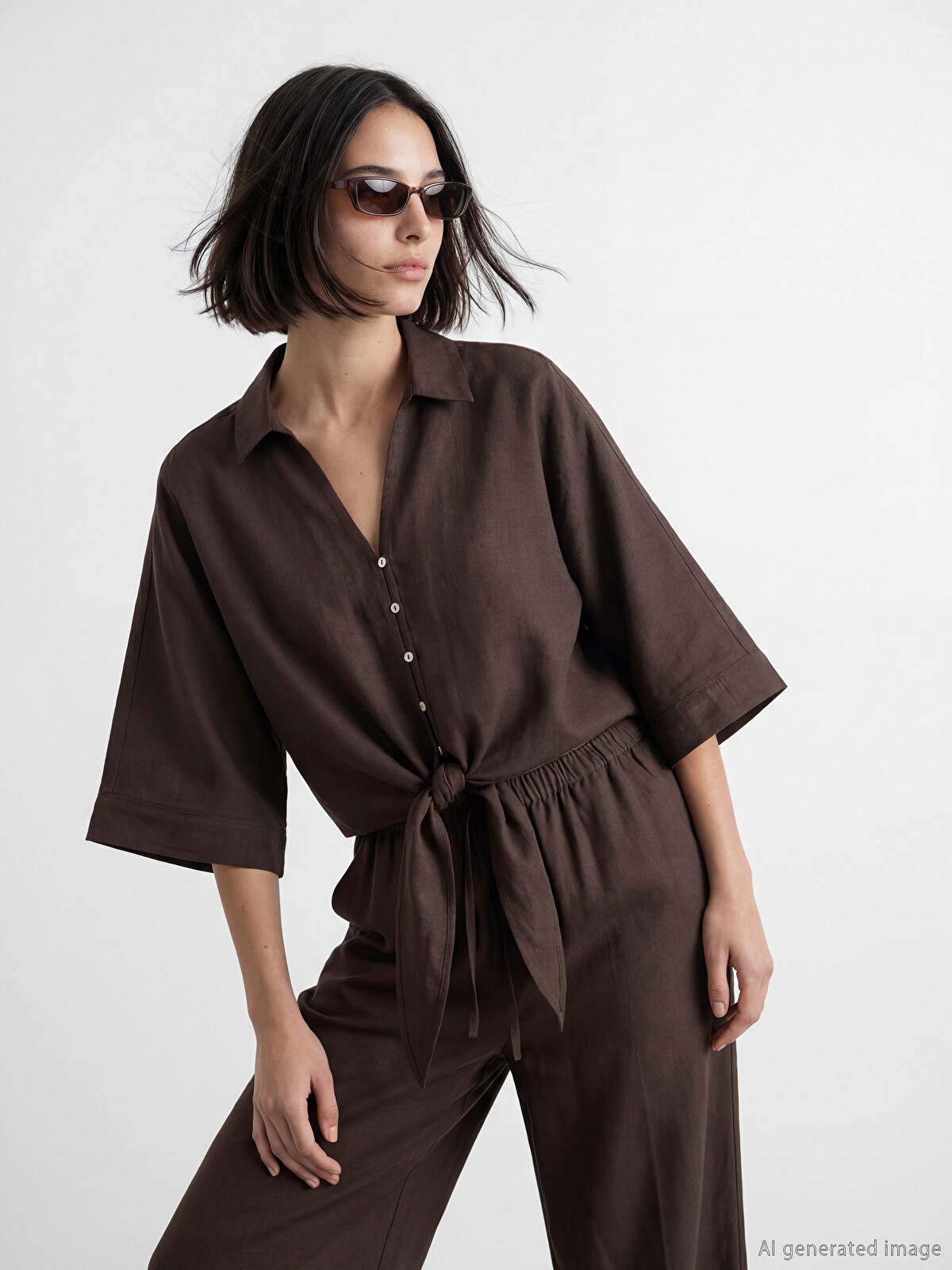 LCW Vision Linen Blend Women's Shirt - S6NR57Z8-D2N | LC Waikiki
