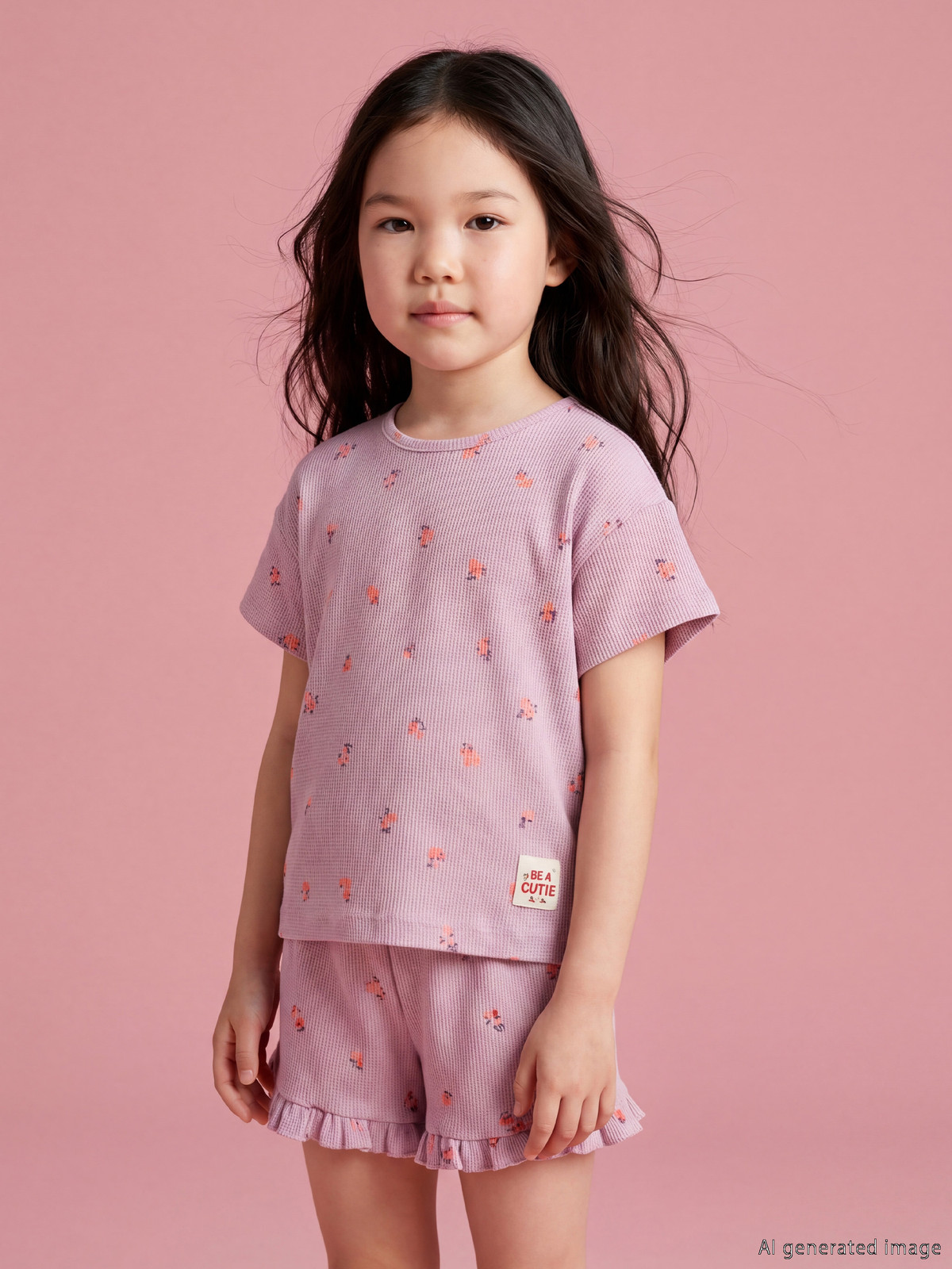 LCW Kids Lila Bisiklet Yaka Baskılı Kız Çocuk Tişört - S6O560Z1