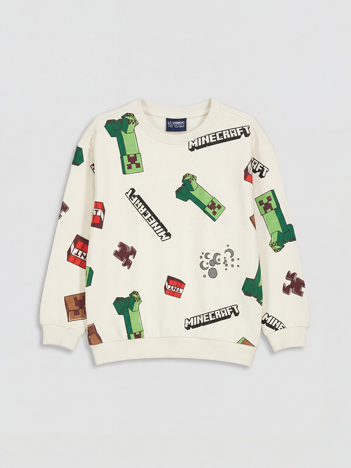 LCW Kids Ekru Minecraft Baskılı Erkek Çocuk Sweatshirt - S6O683Z1