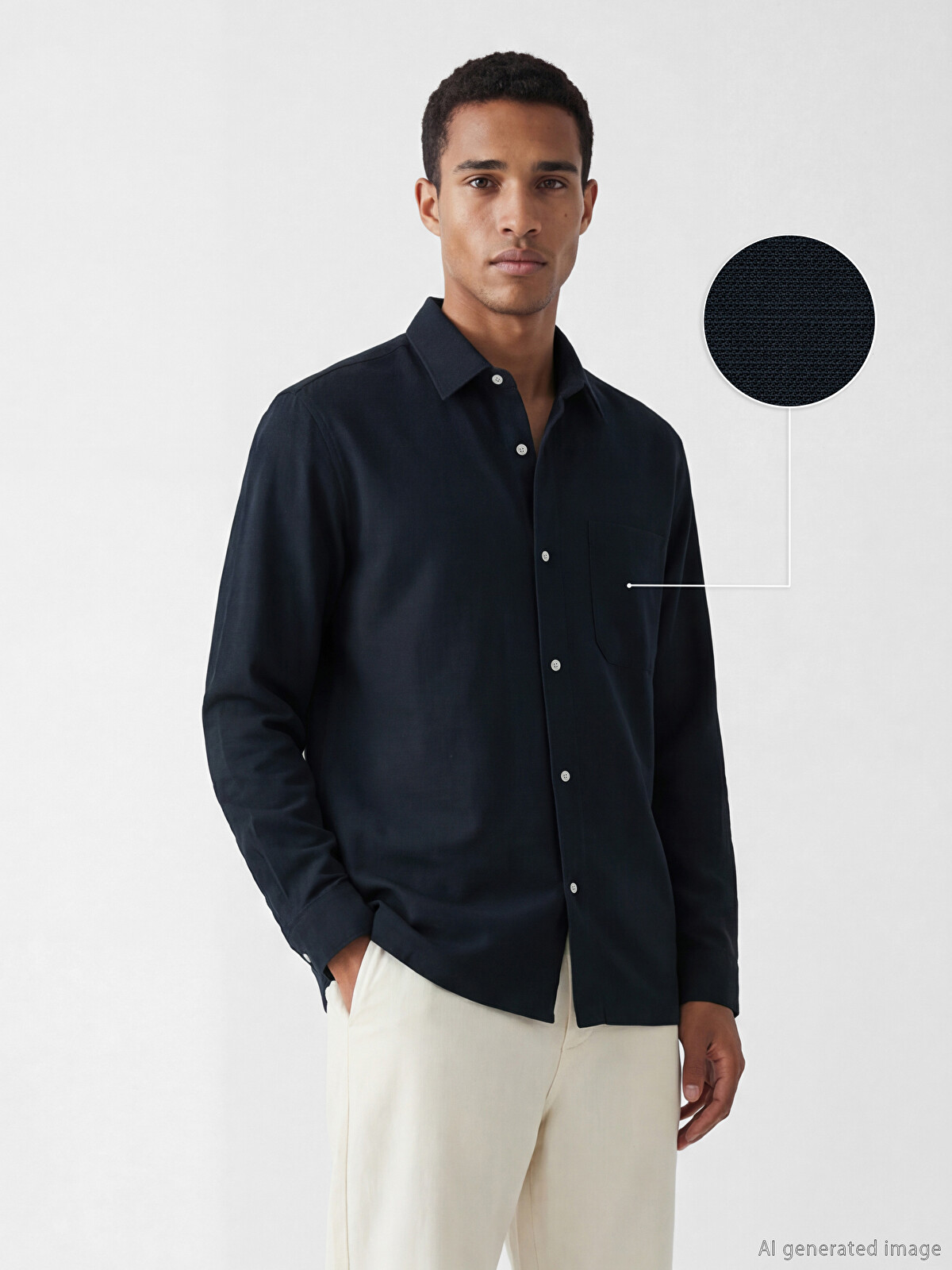 LCW Vision Lacivert Regular Fit Oxford Erkek Gömlek - S6O866Z8-RFH