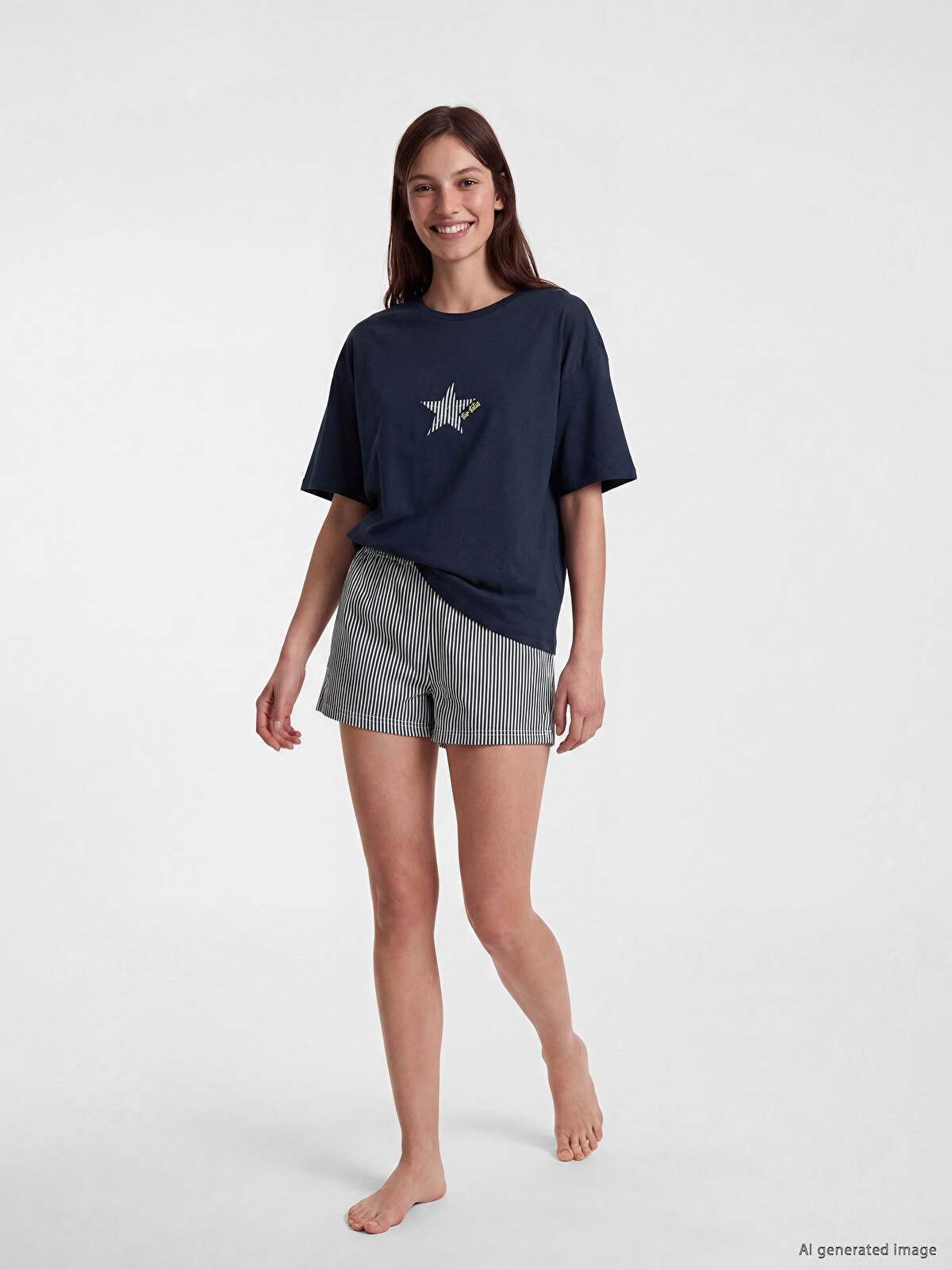 LCW Young Women's Star Printed Shortie Pyjamas Set - S6O872Z8-LU8