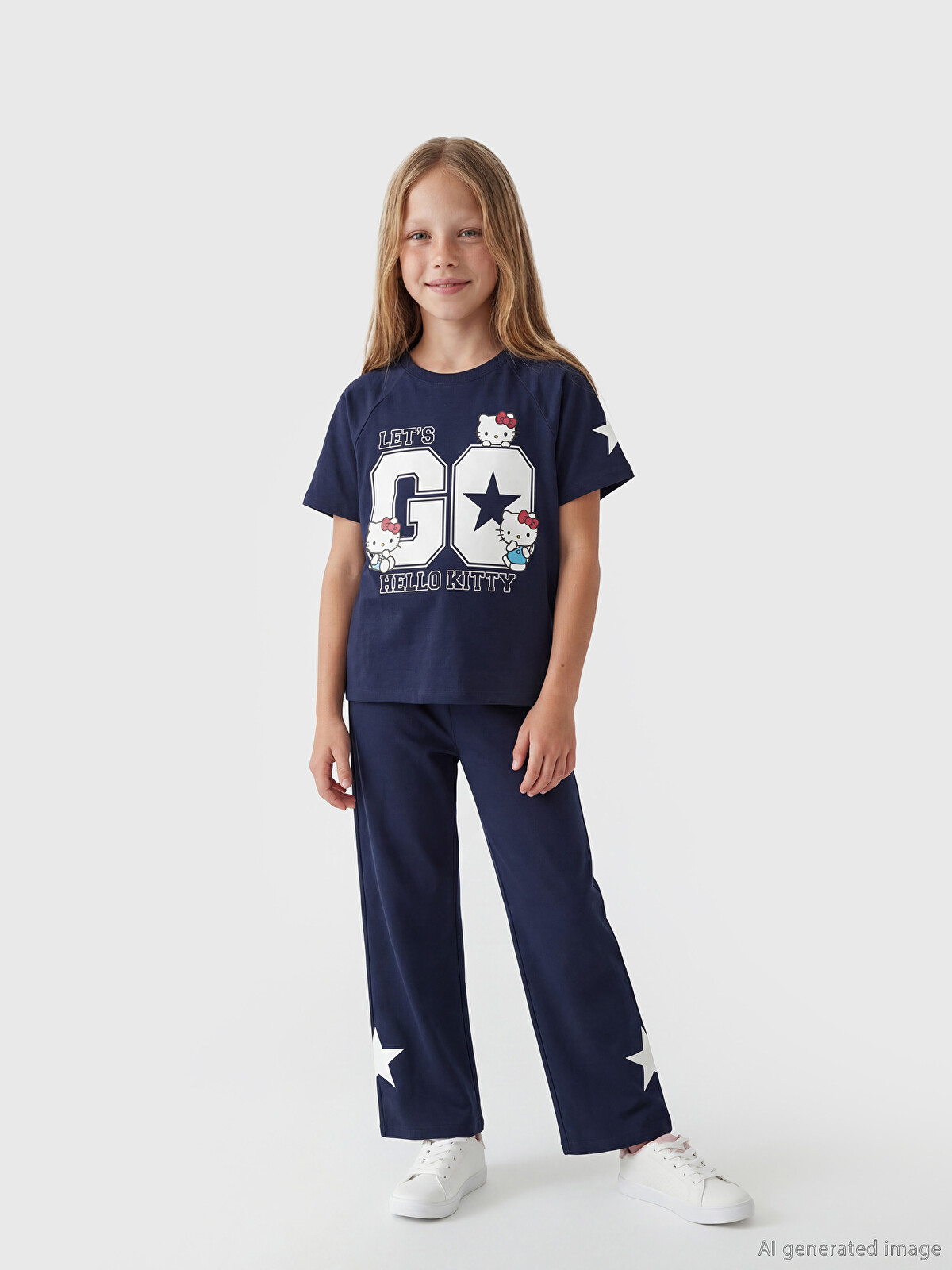 LCW Kids Hello Kitty Printed Girls' T-Shirt and Pants - S6OB22Z4