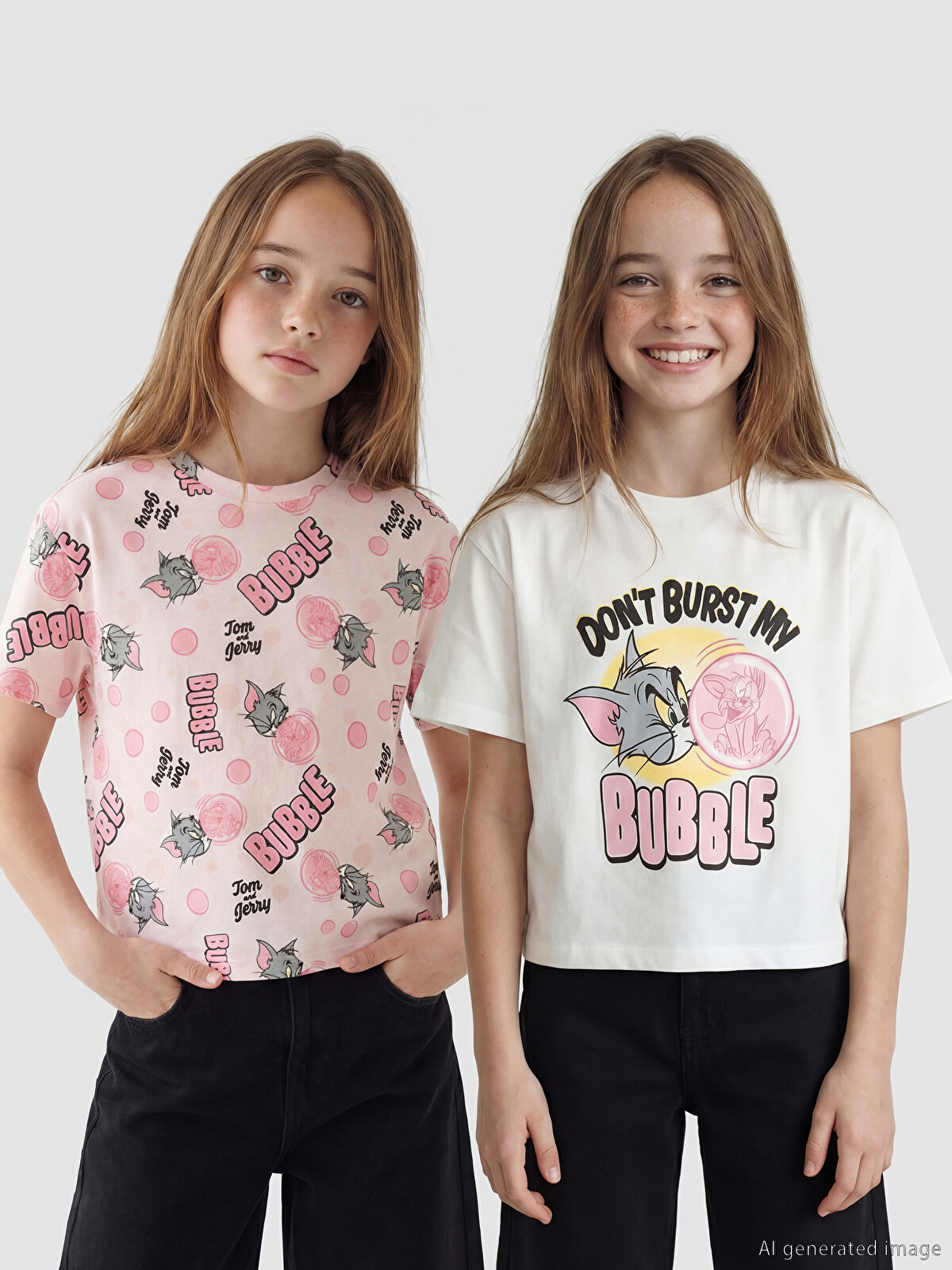 LCW Kids Tom And Jerry Printed Girls' 2 Pack T-shirt - S6OE54Z4