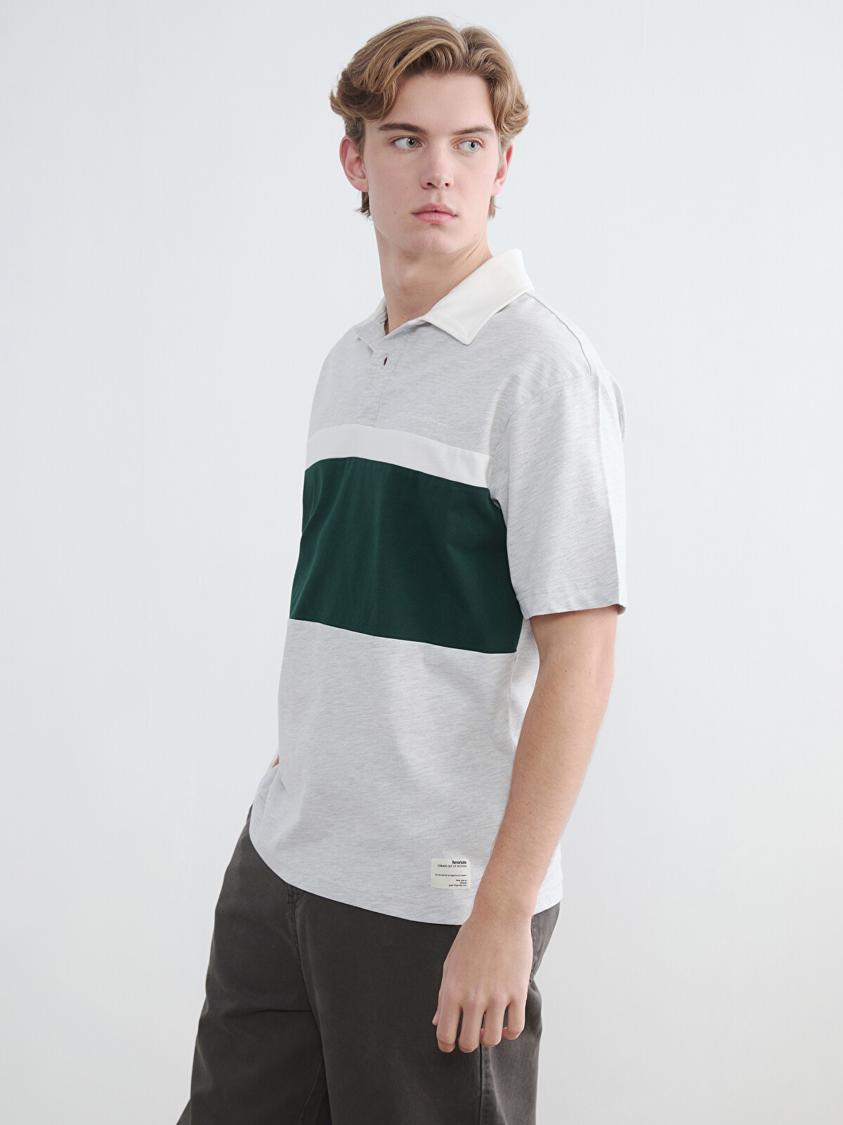 XSIDE Polo Collar Color Block Men's T-shirt - S6OJ23Z8-LAL | LC