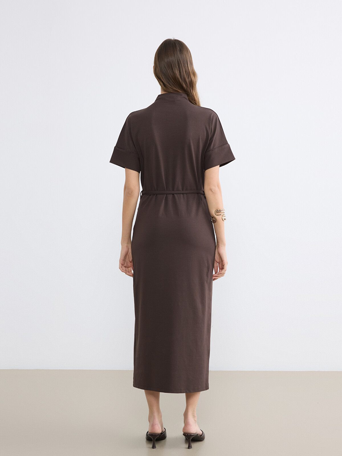 LCWAIKIKI Classic Mock Neck Belted Soft Touch Dress - S6OK76Z8-JSE