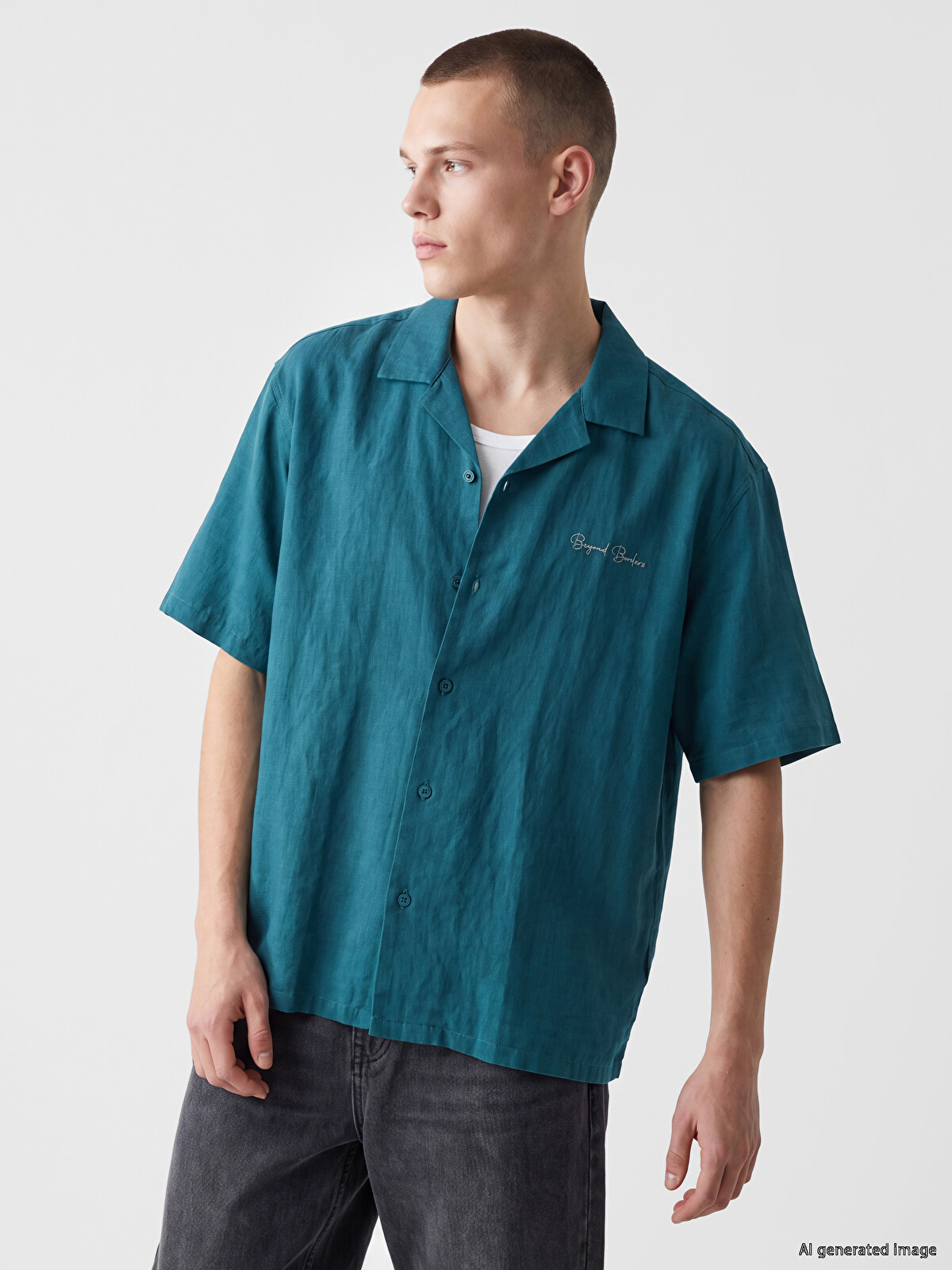 XSIDE Relax Fit Embroidered Men's Shirt - S6F054Z8-J3M | LC Waikiki