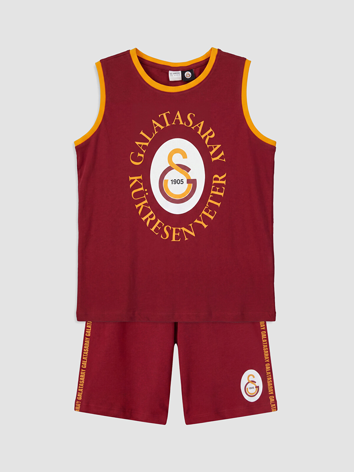 LCW Kids Kırmızı Galatasaray Baskılı Erkek Çocuk Şortlu Pijama
