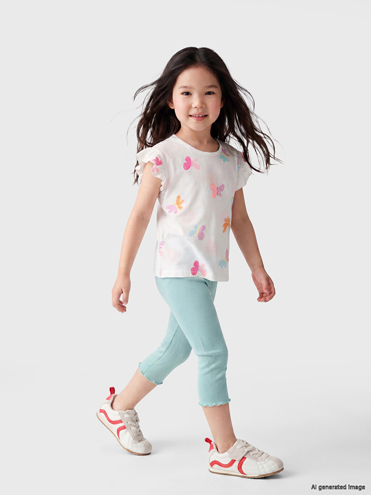 LCW Kids Butterfly Printed Girls' Set - S6A143Z1-LRA | LC Waikiki