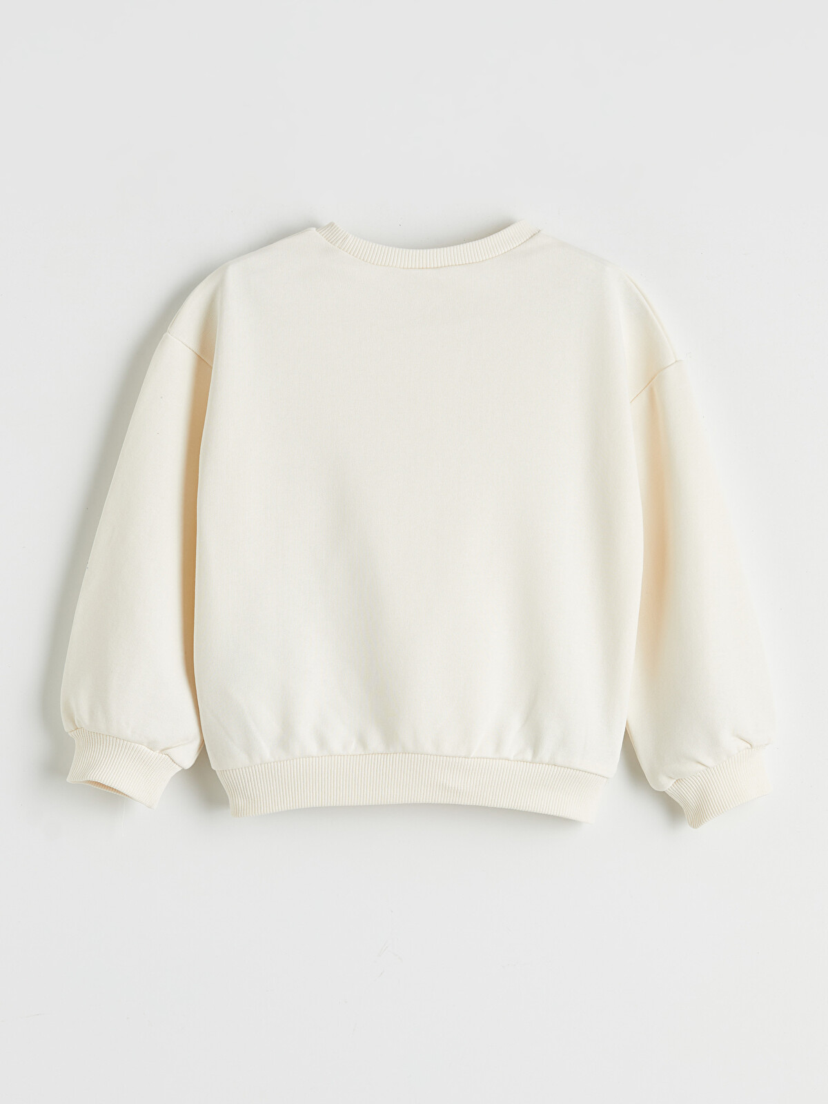 LCW Kids Ekru Bisiklet Yaka Capyfun Baskılı Kız Çocuk Sweatshirt