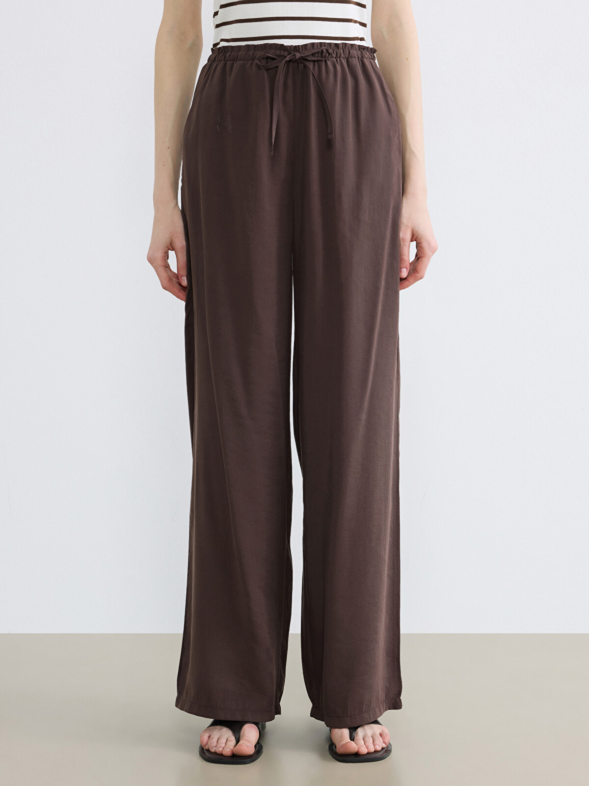 ダークブラウン36 LCW Modest Elastic Waist Modal Blend Women's Trousers - S6F155Z8