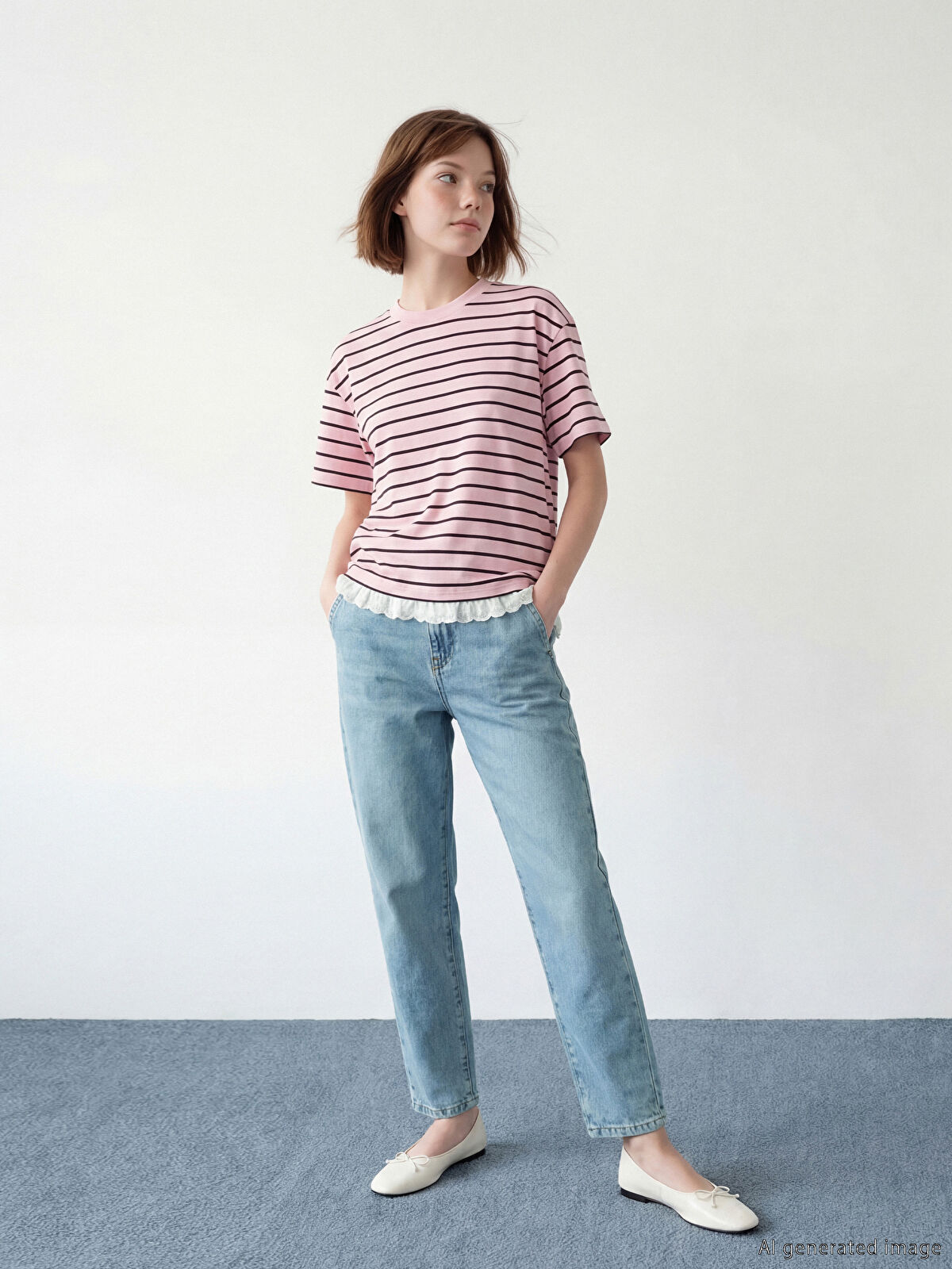 LCW Modest Beli Lastikli Slouchy Fit Kadın Jean Pantolon
