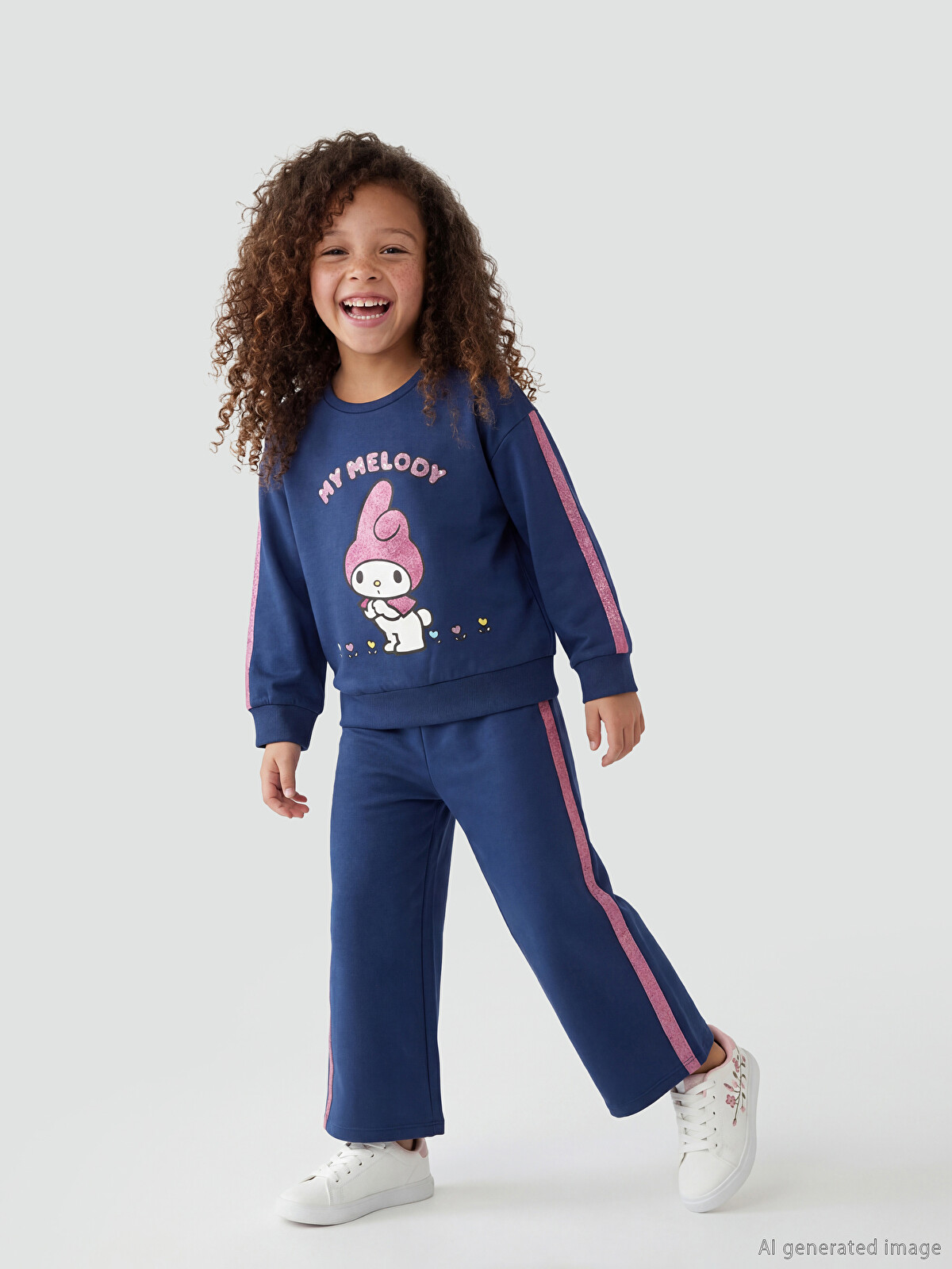 LCW Kids İndigo My Melody Baskılı Kız Çocuk Soft Touch Eşofman
