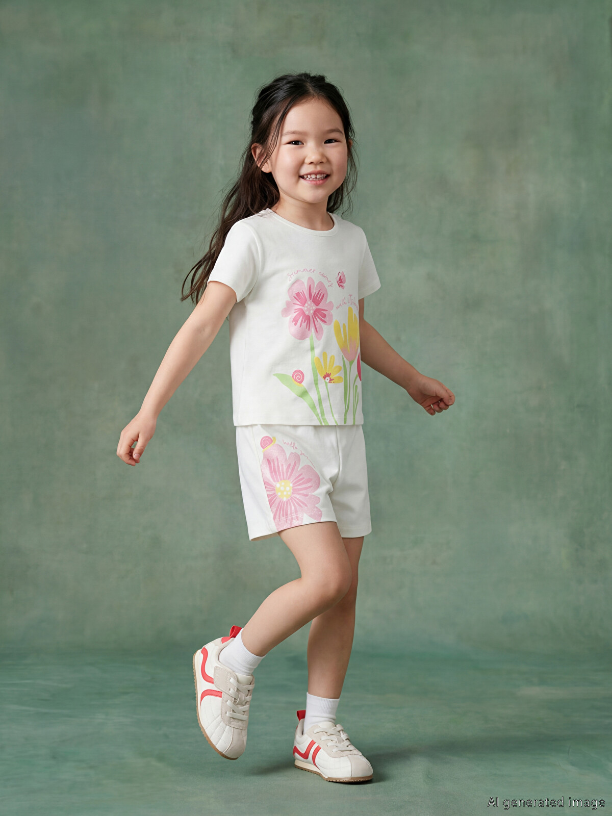 LCW Kids Beyaz Kız Çocuk Çiçekli Şort - S6F184Z1-R9J | LCW