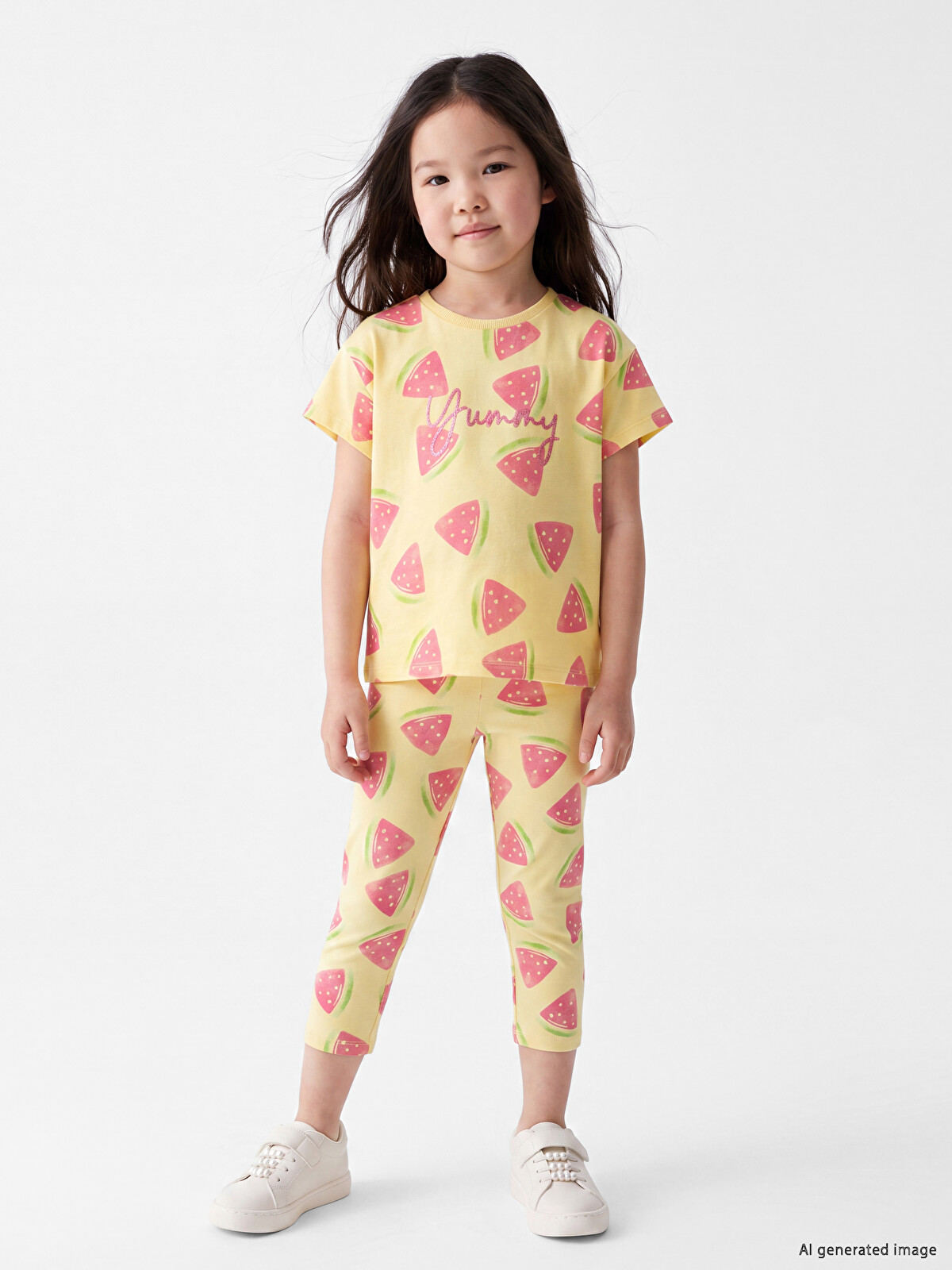 LCW Kids Sarı Kız Çocuk Karpuz Desenli Tayt - S6A184Z1-LUG | LCW