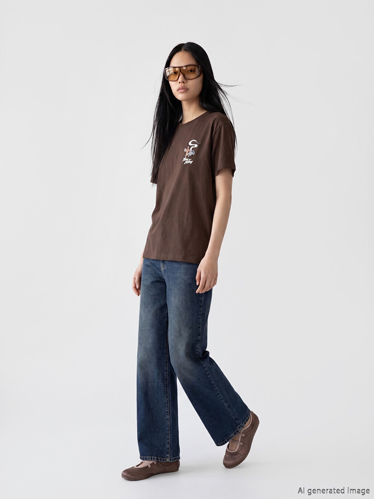 XSIDE Woman Brown T-shirt - S6A185Z8-ZP7 | LC Waikiki