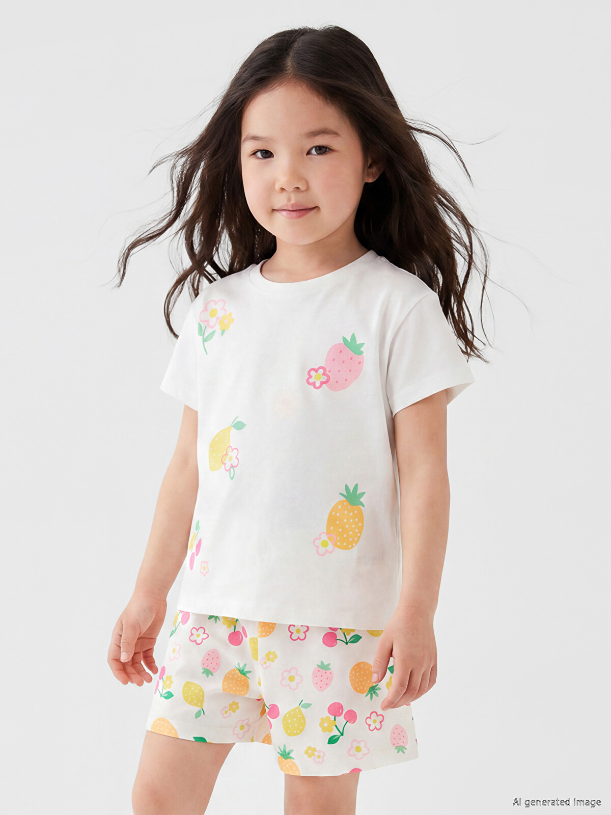 LCW Kids Beyaz Bisiklet Yaka Baskılı Kız Çocuk Tişört - S6F195Z1