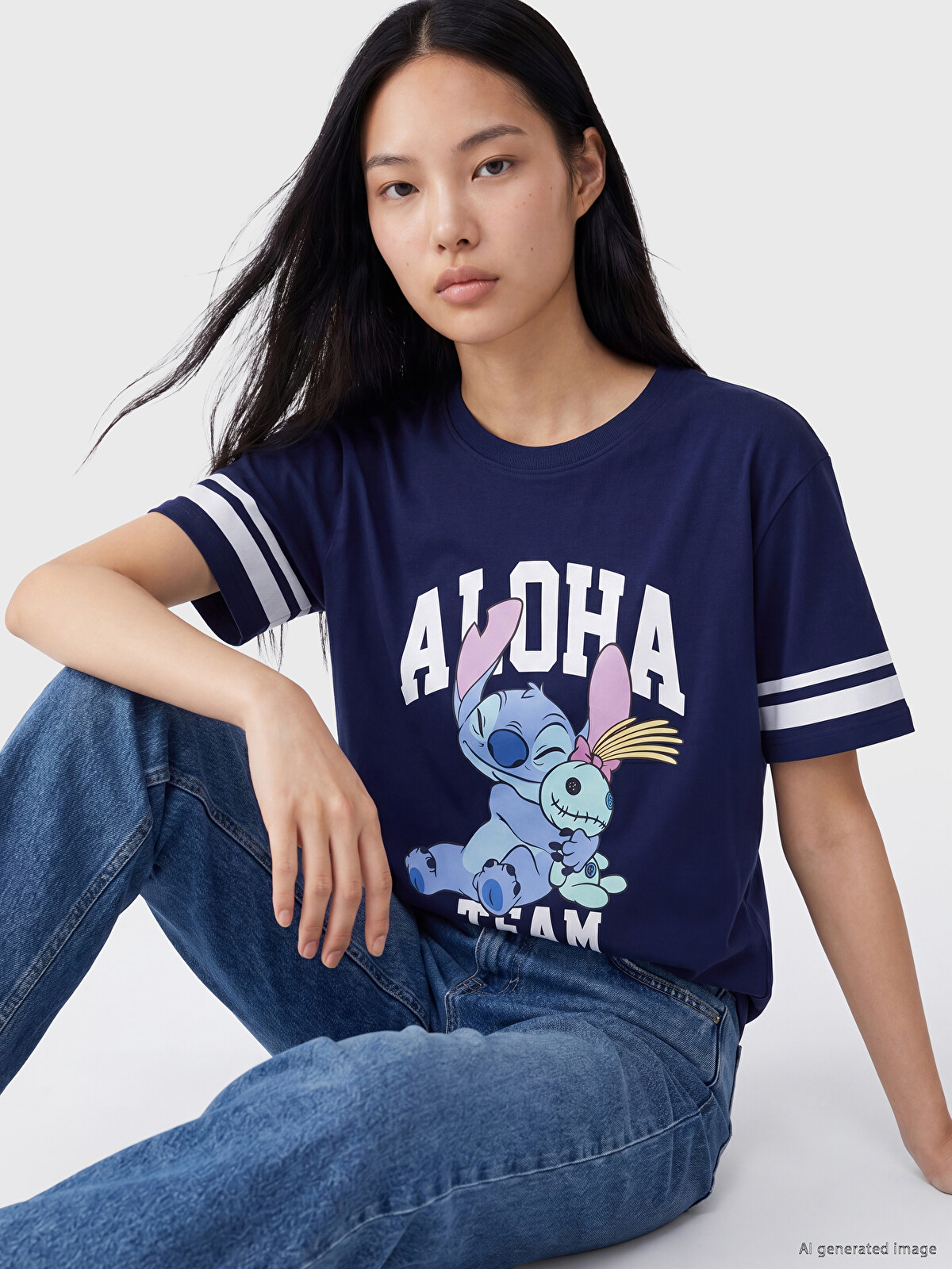 XSIDE Bisiklet Yaka Stitch Baskılı Kadın Tişört - S6F213Z8-YBY | LCW