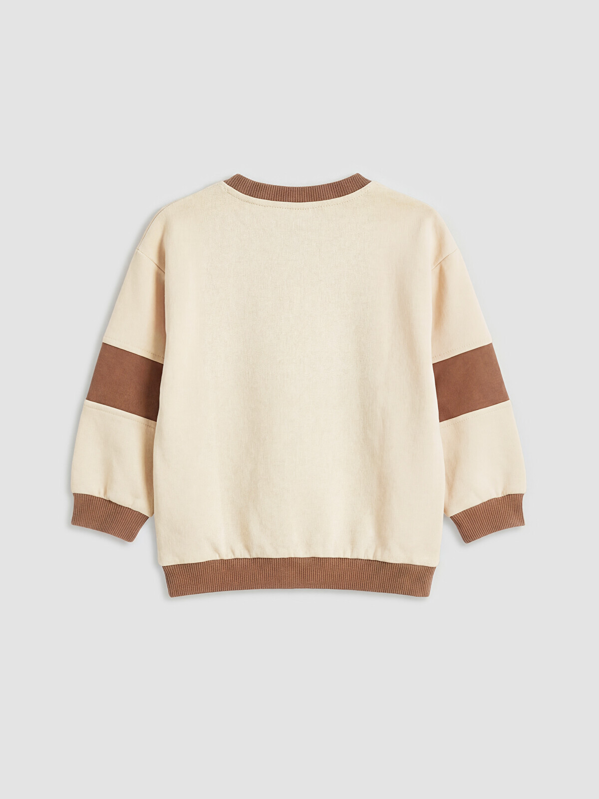 LCW baby Bej Bisiklet Yaka Baskılı Erkek Bebek Sweatshirt