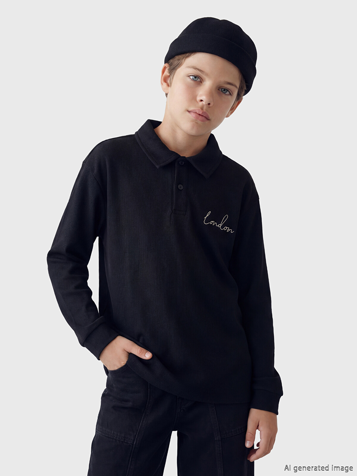 LCW Kids Polo Yaka London Nakışlı Erkek Çocuk Tişört - S6D222Z4