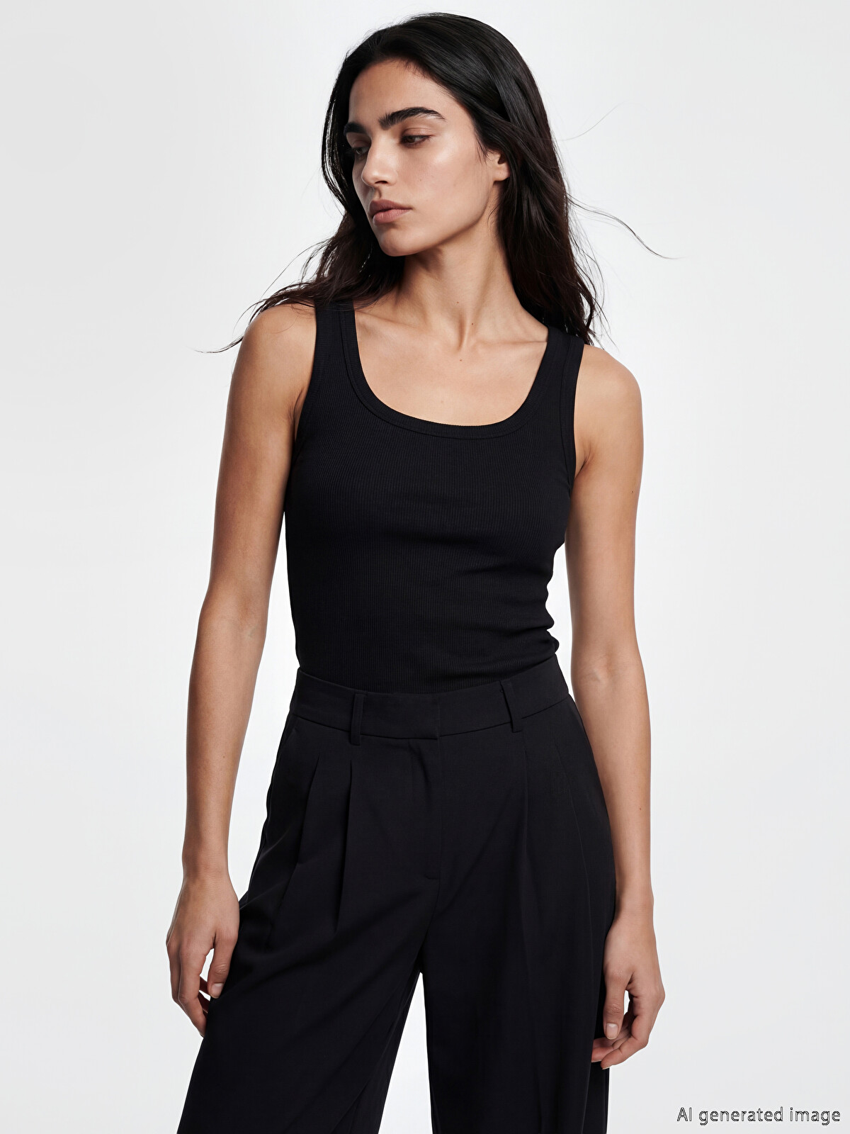 LCW Vision Top Tip Maiou Negru Femeie